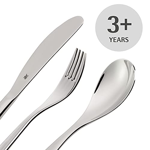 WMF Safari children's flatware set with four stainless steel pieces, featuring fun safari animal designs for kids.