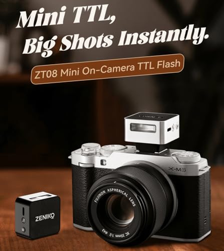 ZENIKO ZT08 TTL Mini Camera Flash Light for Sony, Speedlite Built-in Lithium Battery for Cameras (Black for Sony) Black for Sony