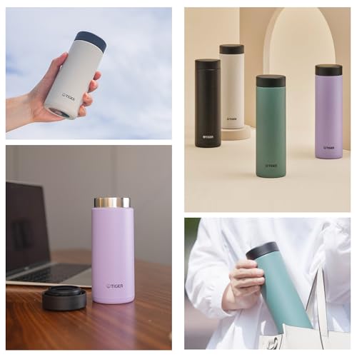 Tiger Thermos Flask MMZ-W060VW Dishwasher Safe, 20.3 fl oz (600 ml), White Water OK, Screw Stainless Steel Bottle, Lid and Seal are Integrated for Washing Only 2 Pieces, Easy Cap, Vacuum Insulated, Lavender