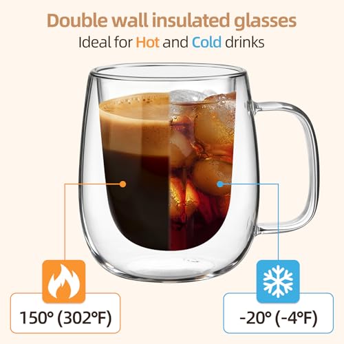12 OZ Glass Coffee Mug Pack of 4 12 OZ-4 PCS