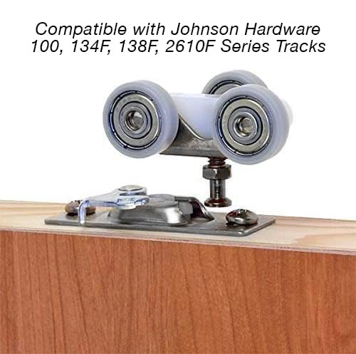 Johnson Hardware Sliding Door/Pocket Door Hanger Ball Bearing 1125-1 Inch Wheel, 200 lb Capacity 1 Inch