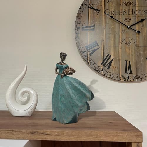 Guichifun Fairy Statue Leaf Angel Girls Resin Table Decor 5x3x7.5 Inch Green-flower Small