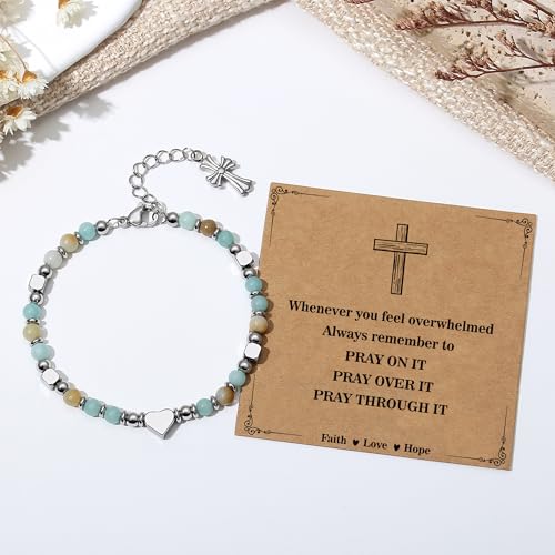 TONY & SANDY Christian Gifts for Women, Religious Cross Bracelet Faith Jewelry, Confirmation Baptism Christmas Birthday Gifts for Women, Unique Gifts for Teens Girls Kids Adults Pray on it
