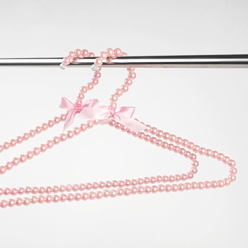 Concepts Premium 5-Pack Heavy Duty Pearl with White Ribbon Trim Hangers- for Wedding and Engagement Gowns - Slim Design Also Can Be Used for Suits Shirts White Pearl With White Ribbon 5 Pack