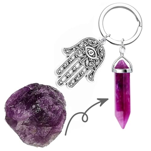 Amethyst Crystal Stress Relief Keyring, Spiritual Gifts for Women Handbag