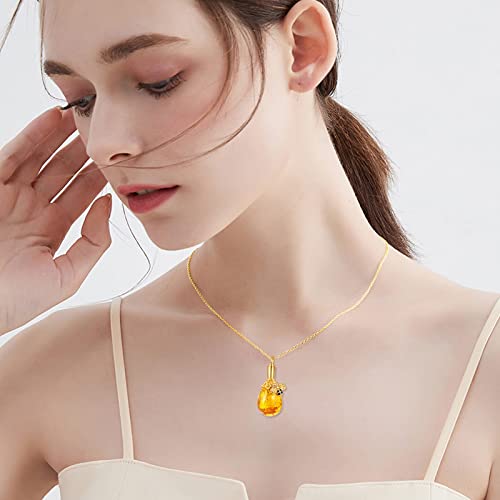 TIGER RIDER Bee 925 Sterling Silver Necklace for Women Amber Pendant/Urn Jewelry for Mother's Day Christmas Birthdays Anniversary Urn pendant