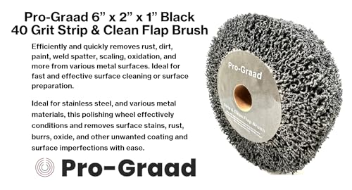 Pro-Graad 6-inch black 40-grit Strip & Clean non-woven flap brush wheel for bench and pedestal grinders