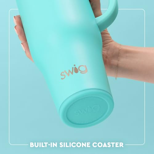 Swig Life 40oz Mega Mug, 40 oz Tumbler with Handle and Straw, Cup Holder Friendly, Dishwasher Safe, Extra Large Insulated Tumbler, Stainless Steel (Prep Rally)