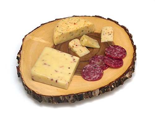 Lipper International 1010 Acacia Tree Bark Footed Server for Cheese, Crackers, and Hors D'oeuvres, Small 10" x 10" x 1.8"
