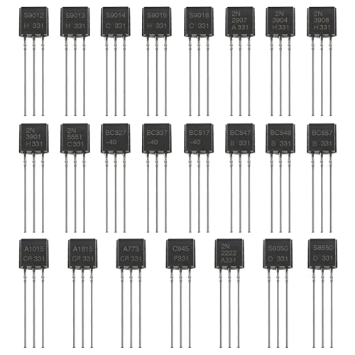 AUKENIEN 23 Values Transistor Assortment PNP NPN Transistors A1015 A733 C945 C1815 BC557 2N2907 2N3904 2N3906 2N5401 2N5551 S9012 S9013 S9013 S9013 S9011 4 S90 415 S9018 BC327 BC337 BC517 BC547 BC548 2N2222 S8050 S8550 BJT-23 Werte