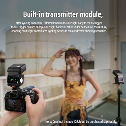 Godox X5S TTL Flash Trigger for IT32 TTL Camera Flash,Magnetic Hotshoe & Trigger 2-in-1,godox it32 s Transmitter X5 S