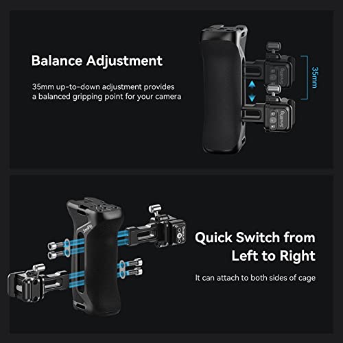 SmallRig Snap-On NATO Side Handle, Quick Lock Design, Up/Down Adjustable, Built-in Cold Shoe Mount, 1/4''-20 Thread Hole, Wrist Strap Hole - 4017