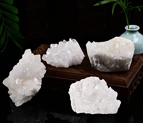 JIC Gem 0.66-1.1 lb White Clear Quartz Crystal Cluster Druzy Healing Stone White Quartz Cluster 0.66-1.10 Pound