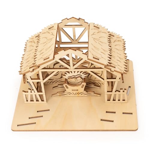 Advanced DIY Christian Nativity Set Holy Family Scene with Stables, Wooden Nativity Scene Christmas Decorations 2026, Handmade Christian Gifts for Women Men, Challenging Buildable Wooden Craft Kit