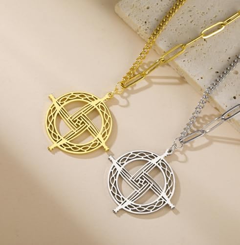 St Brigid's Cross Necklace Traditional Saint Bridget Pendant Irish Celtic Cross Amulet Christian Religious Jewelry Gift for Women Men gold 2