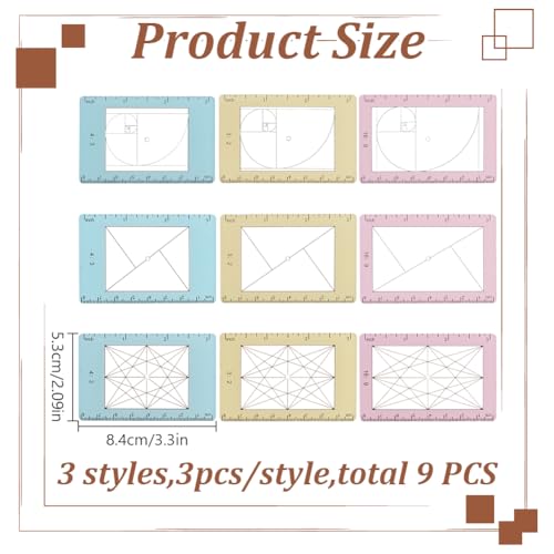 9 Pcs Photo Composition View Finder Tool Portable Golden Ratio Viewfinder Acrylic View Finder Rule for Photography Painters Artists Landscape Catcher Portrait Photography
