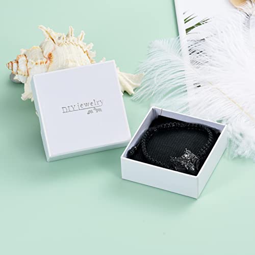 Yinplsmemory Cremation Jewelry Wolf Head Urn Bracelet for Ashes for Women Men Memorial Adjustable Manmade Braided Ashes Keepsake Urn Bracelet Black