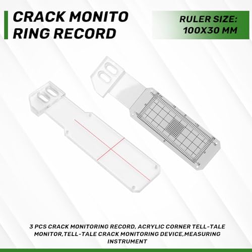 Pack of 3 Crack Meter Monitor, Building Wall Standard Crack Monitor, Manual Wall Tear Meter for Measuring and Recording Lesions and Cracks in Flat Masonry Surfaces