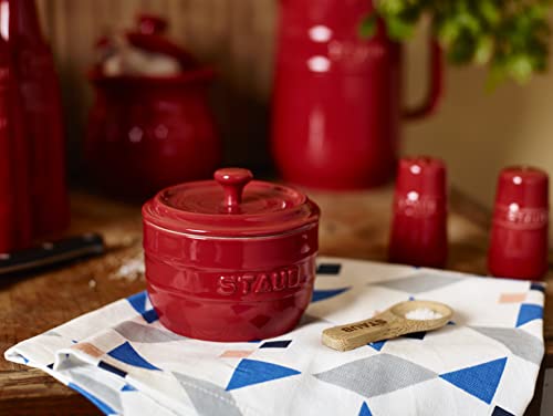 Staub Salt Crock 40511-562 Ceramic Salt Stocker, 3.9 inches (10 cm), Storage Container, Seasoning red (cherry)