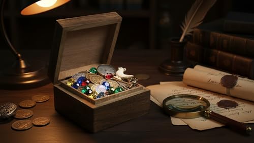 Handmade Wooden Jewelry & Keepsake Box, Decorative Storage Box, 6 x 6 Inch Antique Finish