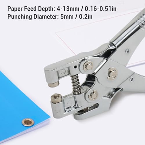Hztyyier 5mm single-hole puncher with chrome-plated head, non-slip grip, depth adjuster, and easy punch lever