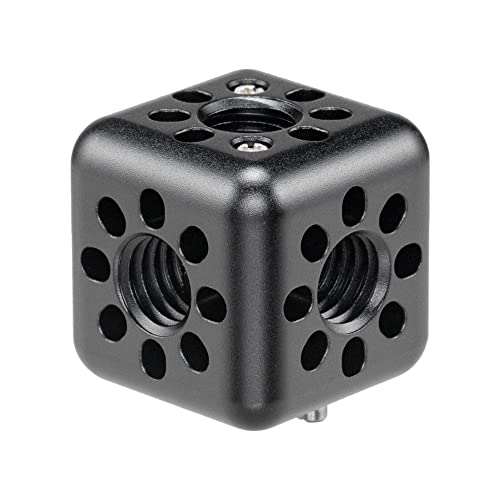 Wooden Camera Accessory Cube with Anti-Twist Pins to Mount to Cage or Rig, Compact 1" Cube for Mounting Accessories (3/8"-16) 3/8"-16