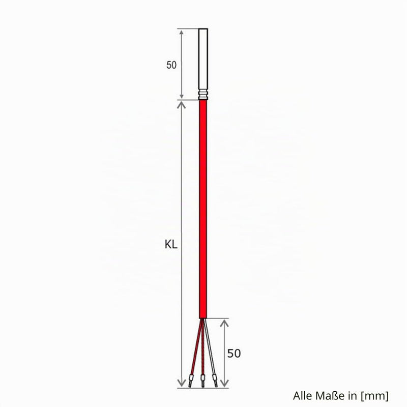 iOVEO 036HS01302 PT100 3-Wire Temperature Sensor / Cable Sensor / Solar Sensor with Silicone Cable up to 200 °C, 2 Metres 2 Meter Single