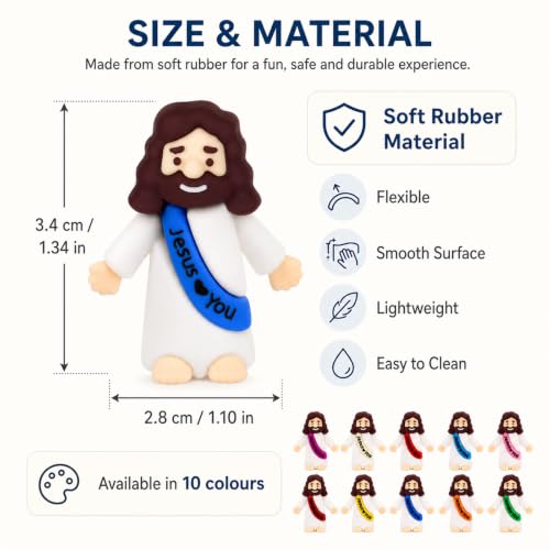 60 Pcs Mini Jesus Figurines, 10 Colours Jesus Religious Party Favours