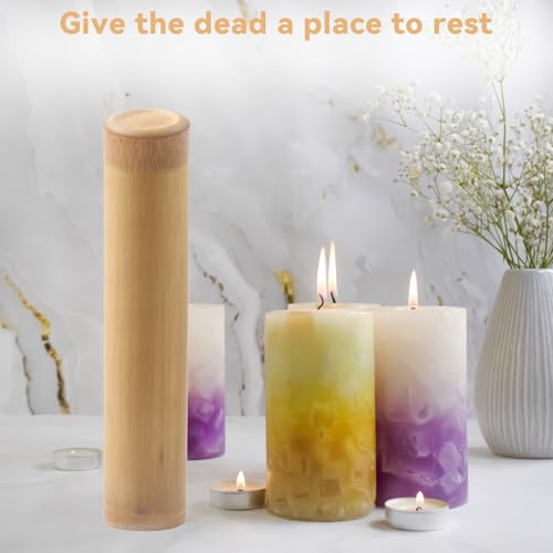 Klmnop 4 PCS Scattering Urns for Human Ashes Adult, 7.48''x 1.42'' Small Scattering Tubes with Black Velvet Bag, Biodegradable Urns for Male Women Pet(Natural) Bamboo-S