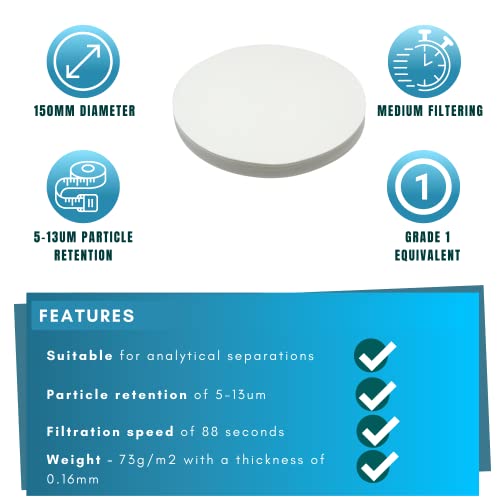 1171058 Grade 601 [1] General Purpose Filter Paper, Medium Filtering Speed, 150 mm Diameter (Pack of 100)