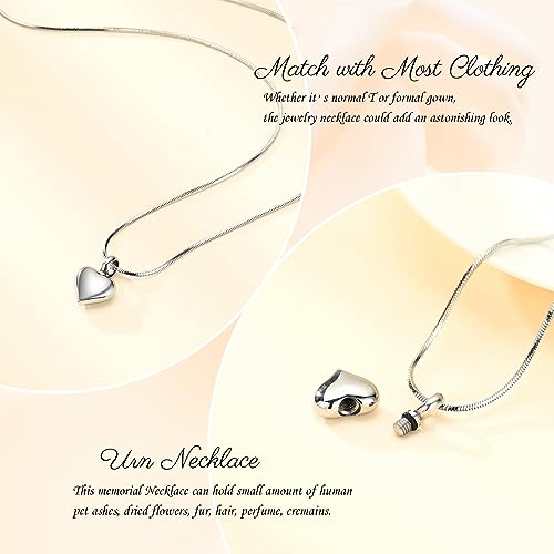 Minicremation Cremation Heart Urn Necklace Ashes Jewelry for Women Men Keepsake Pendant Memorial Locket Ash Holder Sliver-A