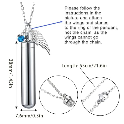 10 Pieces Urn Necklace for Ashes, 10 Pieces Urn Necklace, Stainless Steel Cremation Jewelry for Women Men, Cylinder Memorial Necklaces Keepsake Pendant with Funnel(Silver)