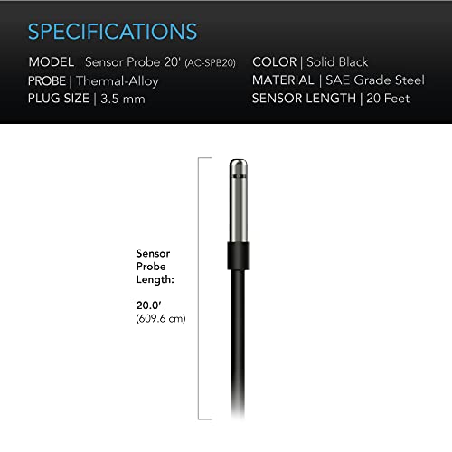 AC Infinity Controller Sensor Probe, Stainless Steel 50cm Waterproof 20 feet