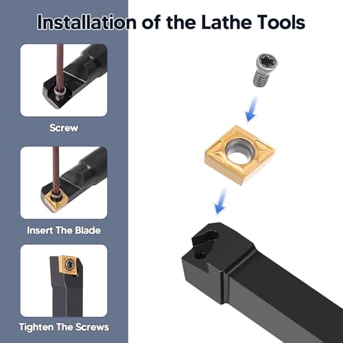 Lathe Turning Tool Set, 8mm Shank Metal Lathe Holder 7PCS