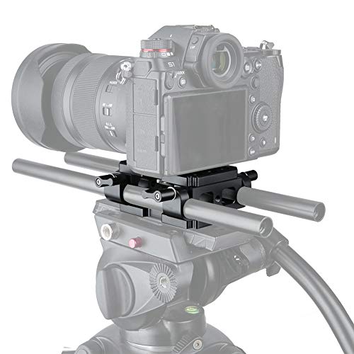 NICEYRIG Shoulder Support Camera Baseplate with 15mm Rod Clamp Railblock for Rod Support/DSLR Rig Cage