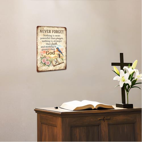 Prayer Faith God Tin Sign Vintage Blue Bird Christian 8x12 Inch Prayer Faith Bird