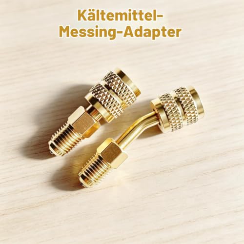 R32 Refrigerant Adapter, 1/4 Inch Female to 1/4 Inch Male | Pack of 8 R32 refrigerant adapters, 1/4 inch female to 1/4 inch male, compatible with R-32 tanks and split systems
