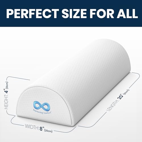 Everlasting Comfort Under Knee Pillow for Back Sleeping - Memory Foam Half Moon Leg Bolster Pillow for Back Pain, Thoracic Support Standard