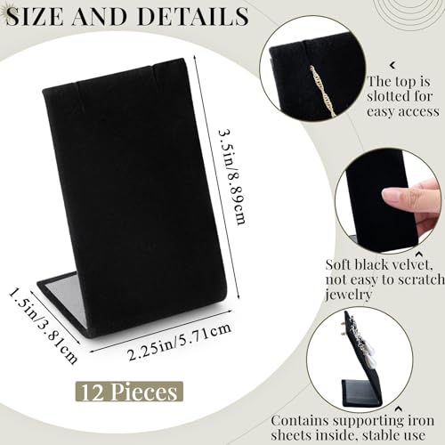 RattanView 12 Pcs Velvet Earring Display Stand Necklace Holder Black