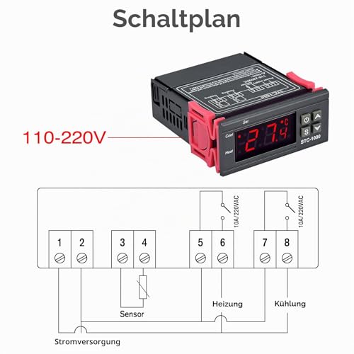 STC-1000 Digital Temperature Controller Celsius 110-220V Heating Cooling Regulator/with 36" NTC Sensor Probe