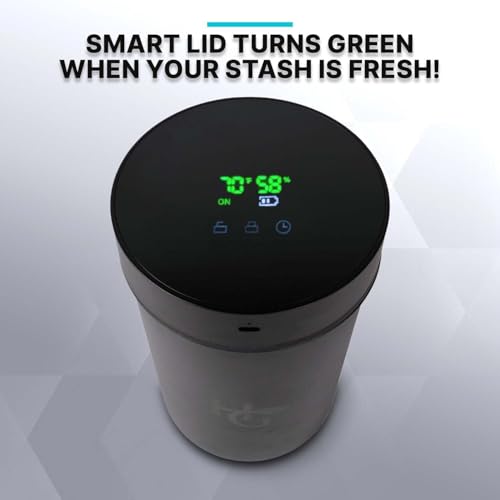 Herb Guard Auto-Cure Smart Jar and Vacuum Seal Curing Jar with Built In Hygrometer (1 Liter / 2 Oz Capacity) Curing Kit & Child Resistant Container Keeps Herbs and Serving Spices Fresh for Months HG315-1L