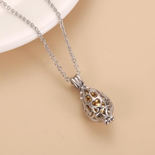 Dog Paw Stainless Steel Cage Cremation Locket Necklace Hold Pet Ashes Keepsake Memorial Urn Jewelry For Women Men With Gold