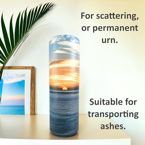 Ocean Sunset Scatter Tubes for Ashes – Biodegradable Cardboard Cremation Urns (Medium) M