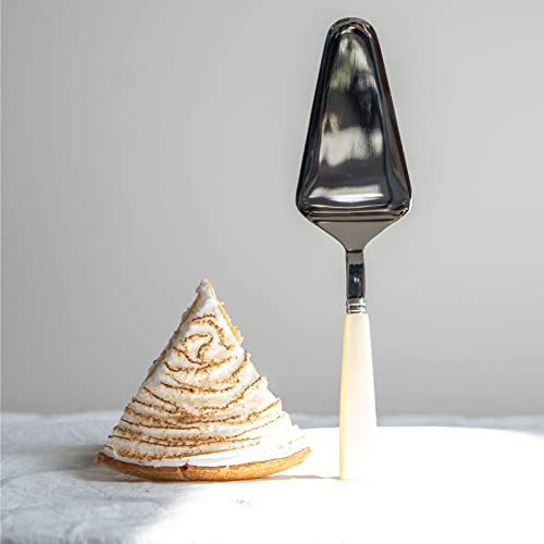 SABRE PARIS - Pie Server 9.8 inches- Icône Collection - Pies & Quiches - Stainless Steel & Acrylic - Dishwasher Safe - Pearly White