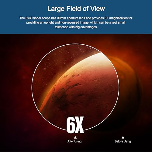 Astromania Finder Scope, Straight-Through Correct Image Optical Finder 6x30 6x30 Straight-Through Upright & Non-Reversed Image