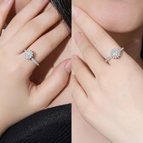 925 Sterling Silver Urn Rings for Ashes for Women - Sunflower Ash Ring Cubic Zirconia Memorial Keepsake Cremation Jewelry Gifts for Loss of a Loved One 6