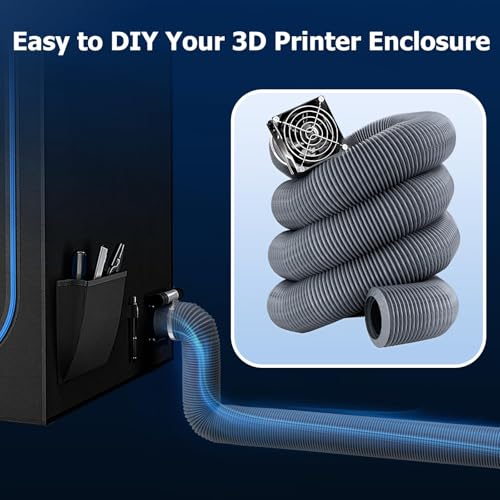 YOOPAI 3D Printer Enclosure Fan Fume Extraction Kit for 3D Printer Cover, Drain Tube with Low Noise Exhaust Fan