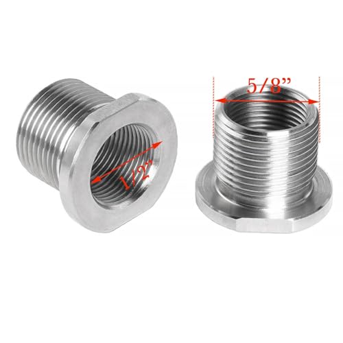Stainless steel 1/2x28 to 5/8x24 thread adapter with crush washer, 6-piece set by Eastern Tactical Supply