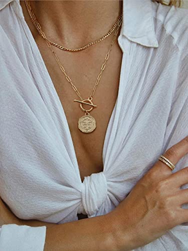 SOFYBJA Saint Benedict Necklace Drop 18K Gold Toggle Medallion Coin Cross Pendant Necklaces Religious Jewelry Catholic Gift for Women St Benedict Medal