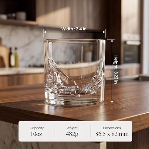 LIITON Grand Canyon Old Fashioned Whiskey Glasses, Set of 2, Mens Gift Grand Canyon Pack of 2